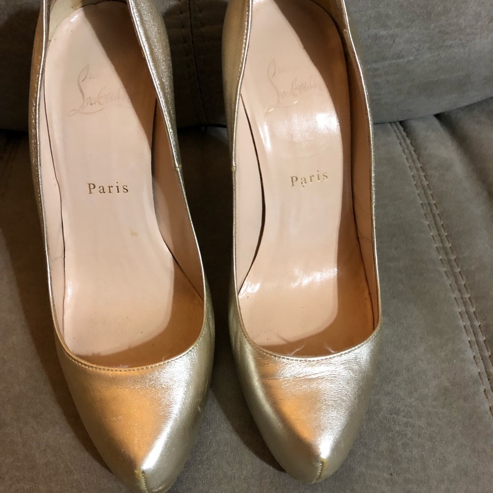 Christian Louboutin Rolando 120 Gold Lthr Pumps